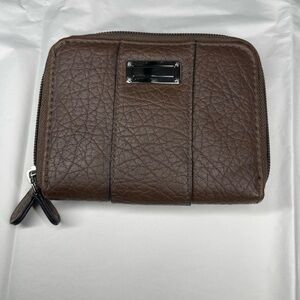 Brown Textured Zip Wallet
